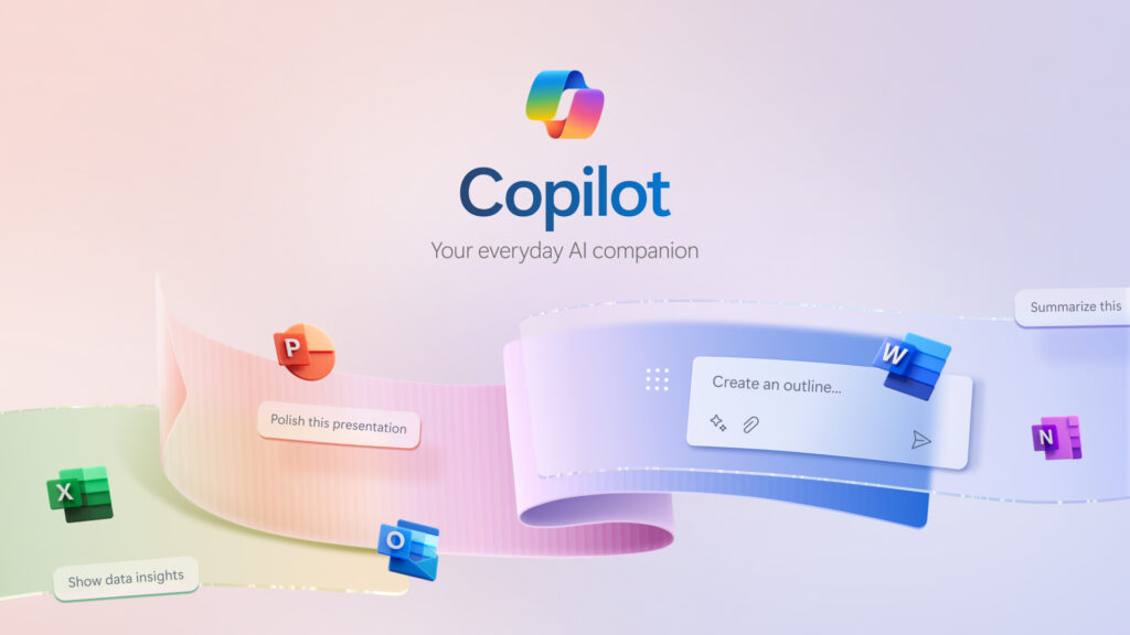 Copilot AI companion interface with productivity software icons