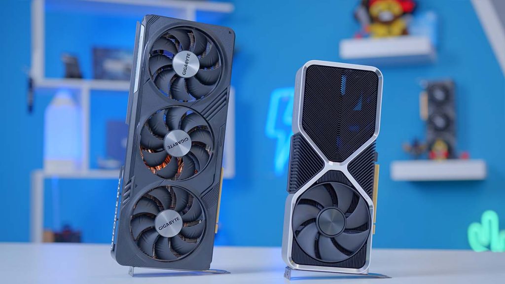 Two different models of graphic cards on desk